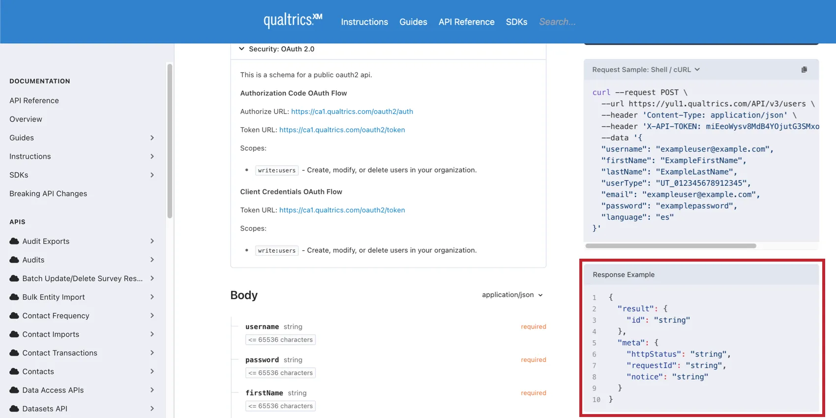 Example of Result Format