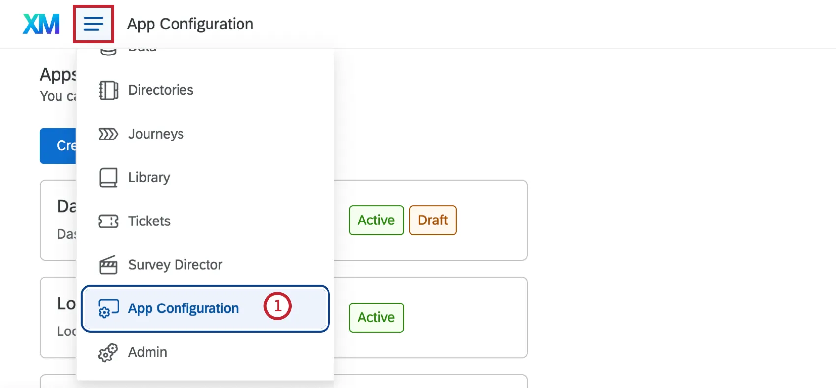 App Configuration highlighted in the global navigation menu