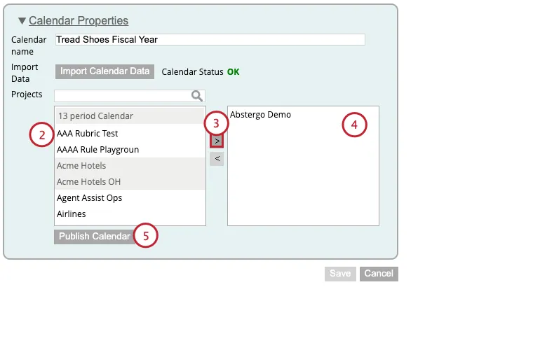scegliere gli account a cui applicare il calendario