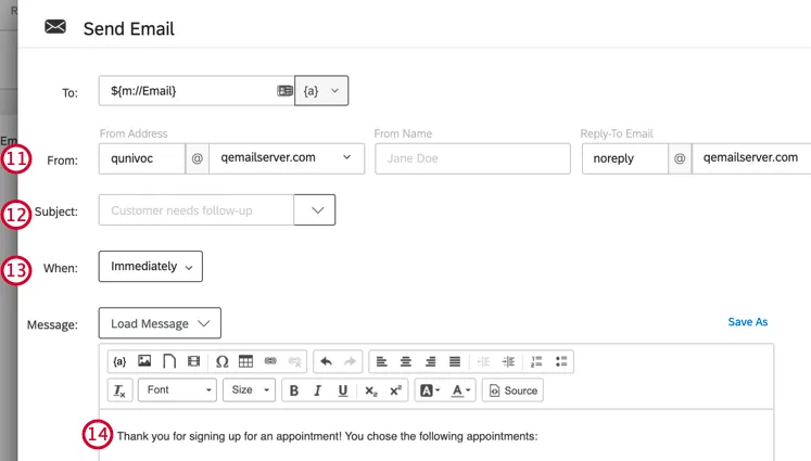 personnaliser une tâche e-mail. vous pouvez personnaliser ladresse dexpéditeur, le nom, la réponse à le-mail, lobjet, le moment où le-mail sera envoyé et le corps de le-mail.