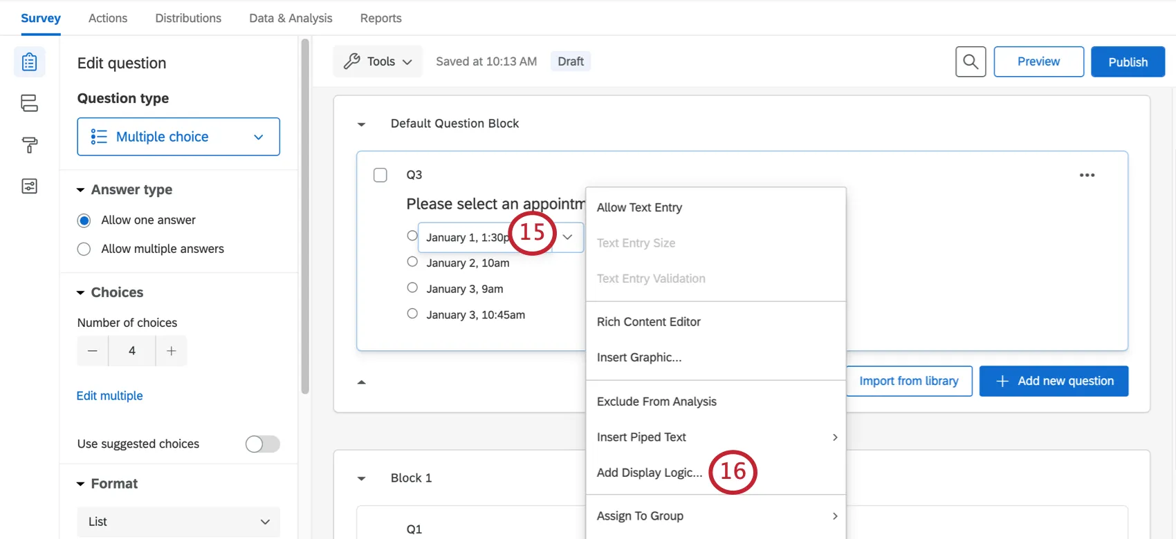 Dropdown arrow revealing a menu
