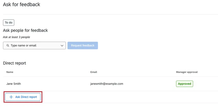 the ask direct report button
