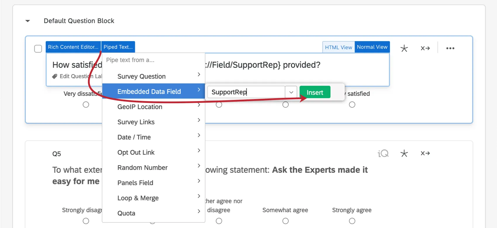 Piped Text in question