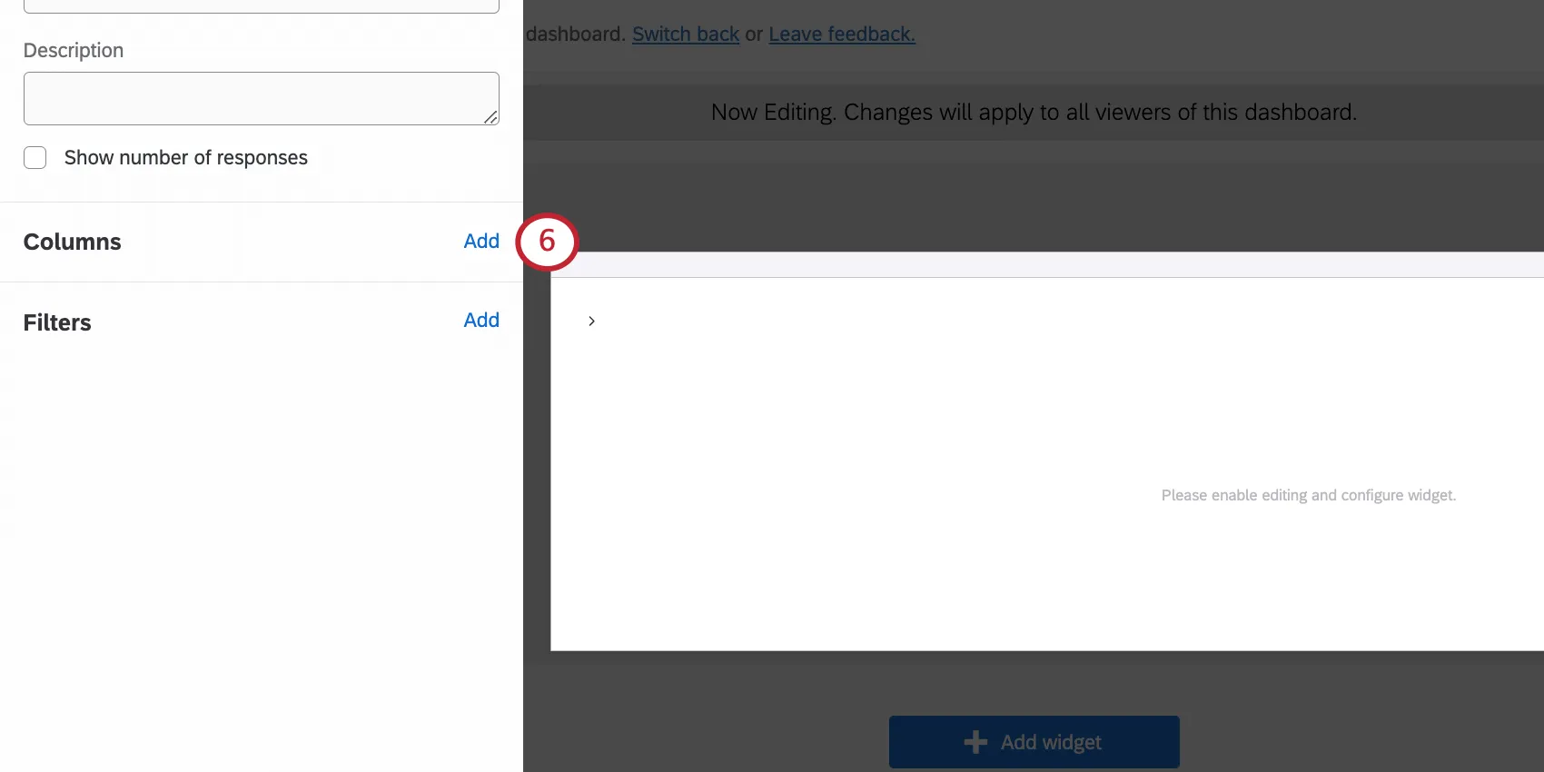 Schaltfläche weiter dem Spaltenkopf im linken Widget hinzufügen