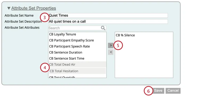 entering a name and description and then choosing attributes