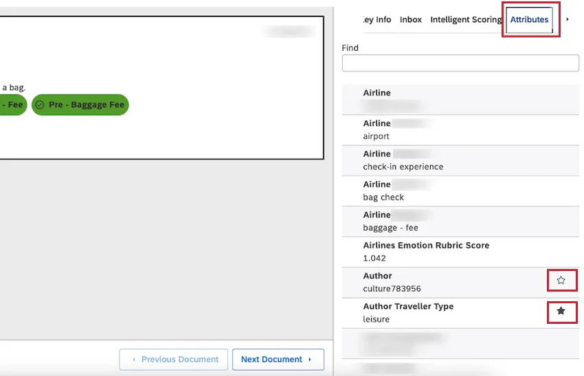 View relevant attributes