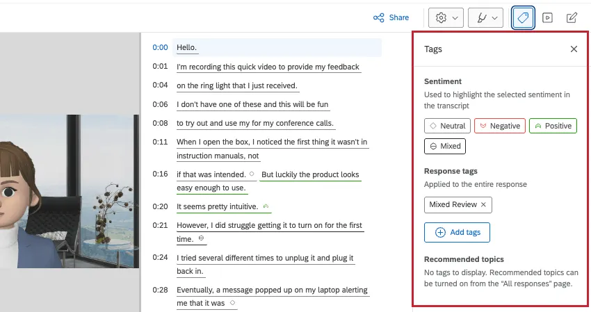 tags in single response