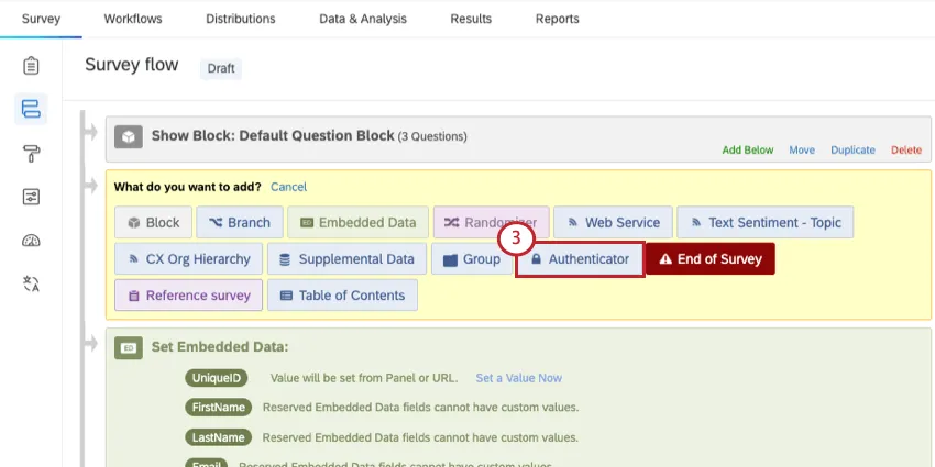 escolha do elemento autenticador