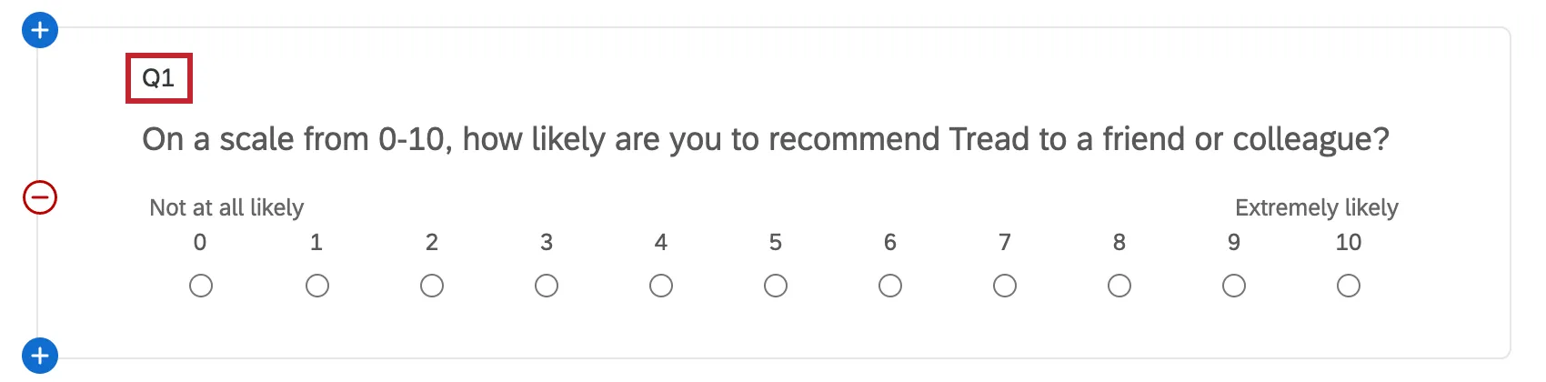 Q1, tout à gauche de la question, est encadré