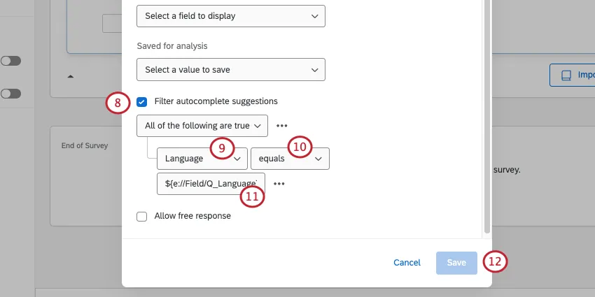 filters at bottom of window