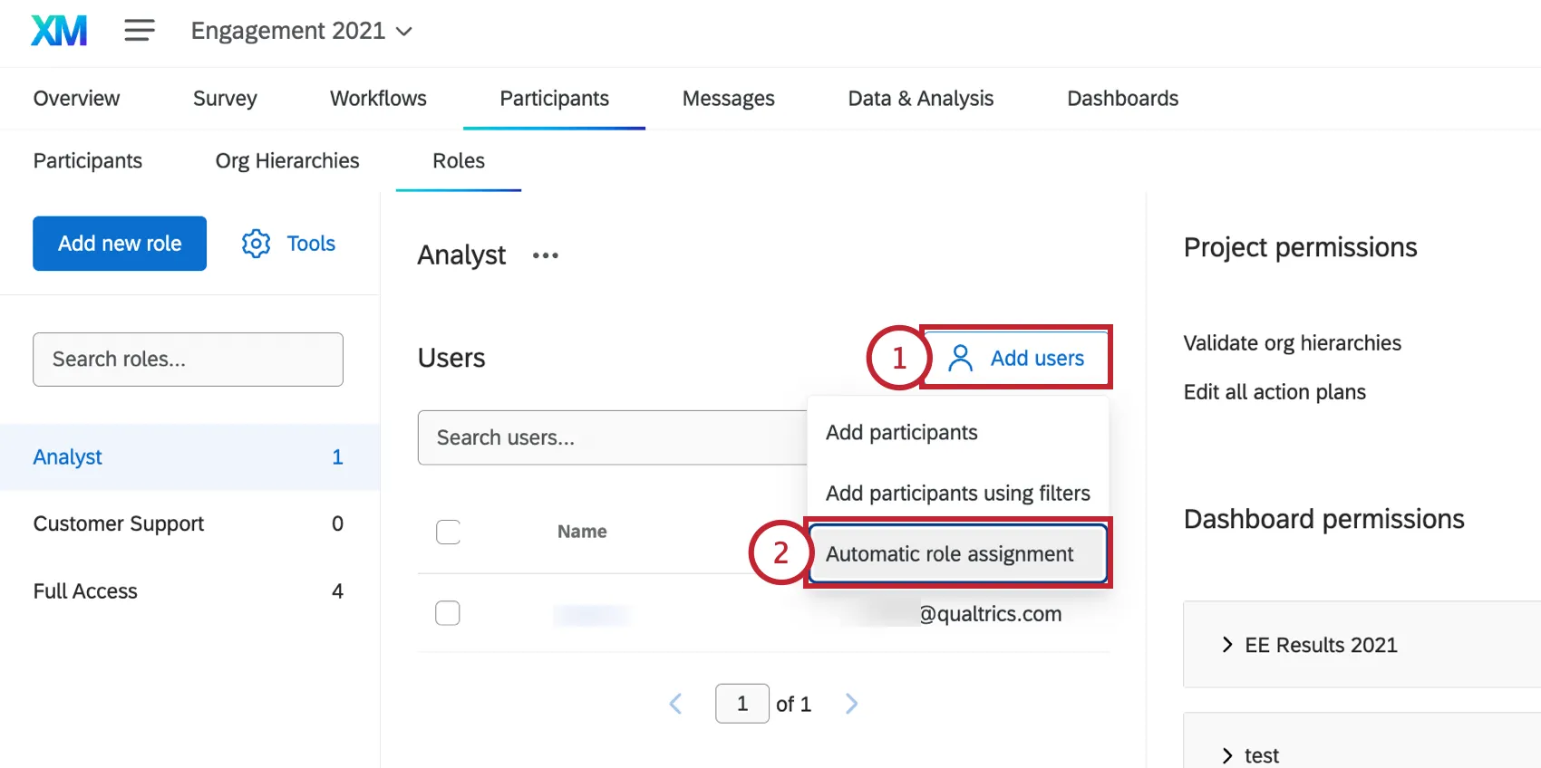 clicking "add users" in a role and selecting the automation