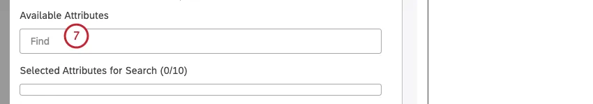 Click the Find box to display the attribute options to include in the search.