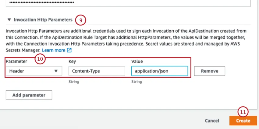 configuring the connection parameters