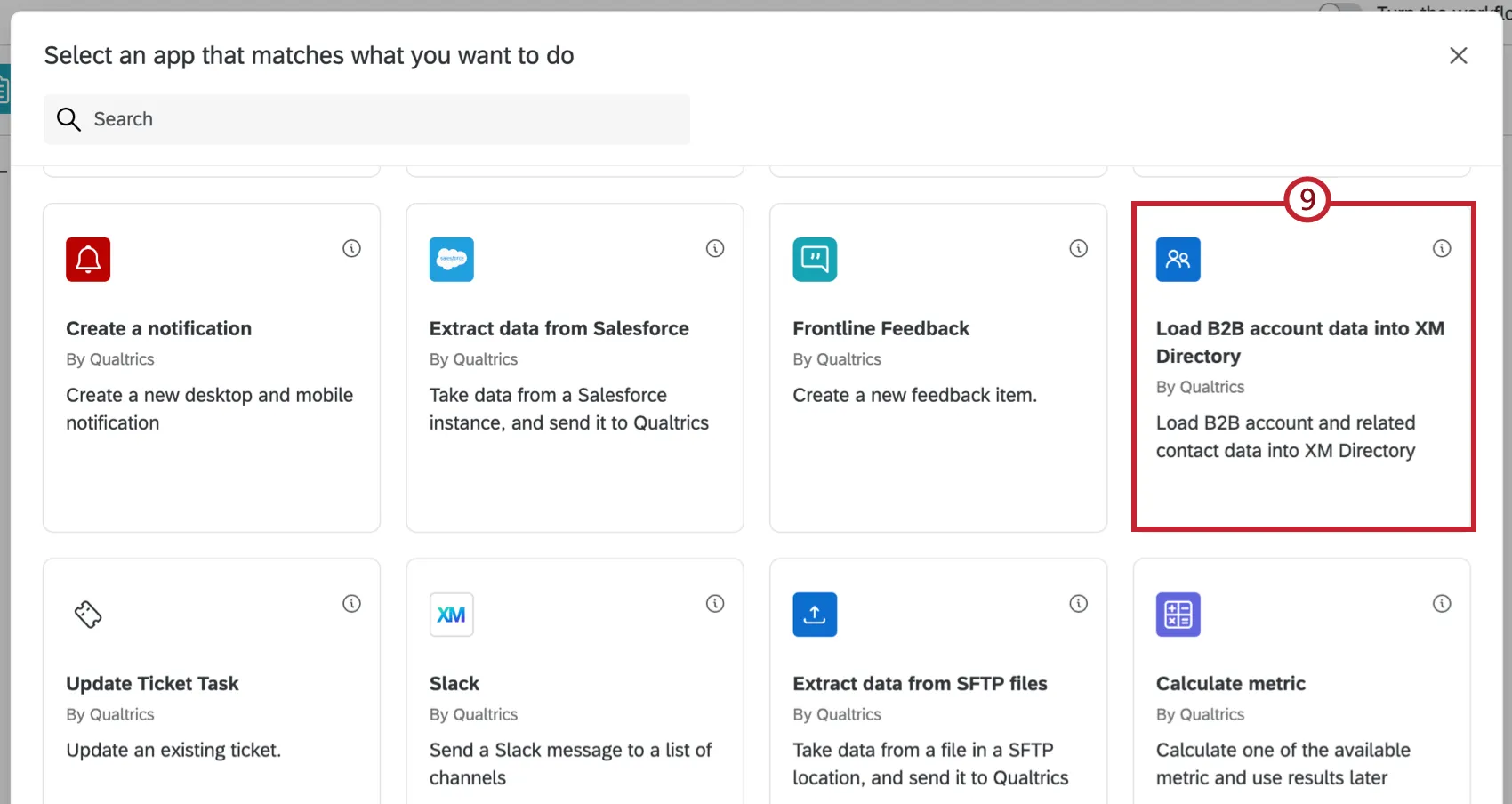 auswahl der aufgabe "b2b benutzerkontodaten in xm directory laden