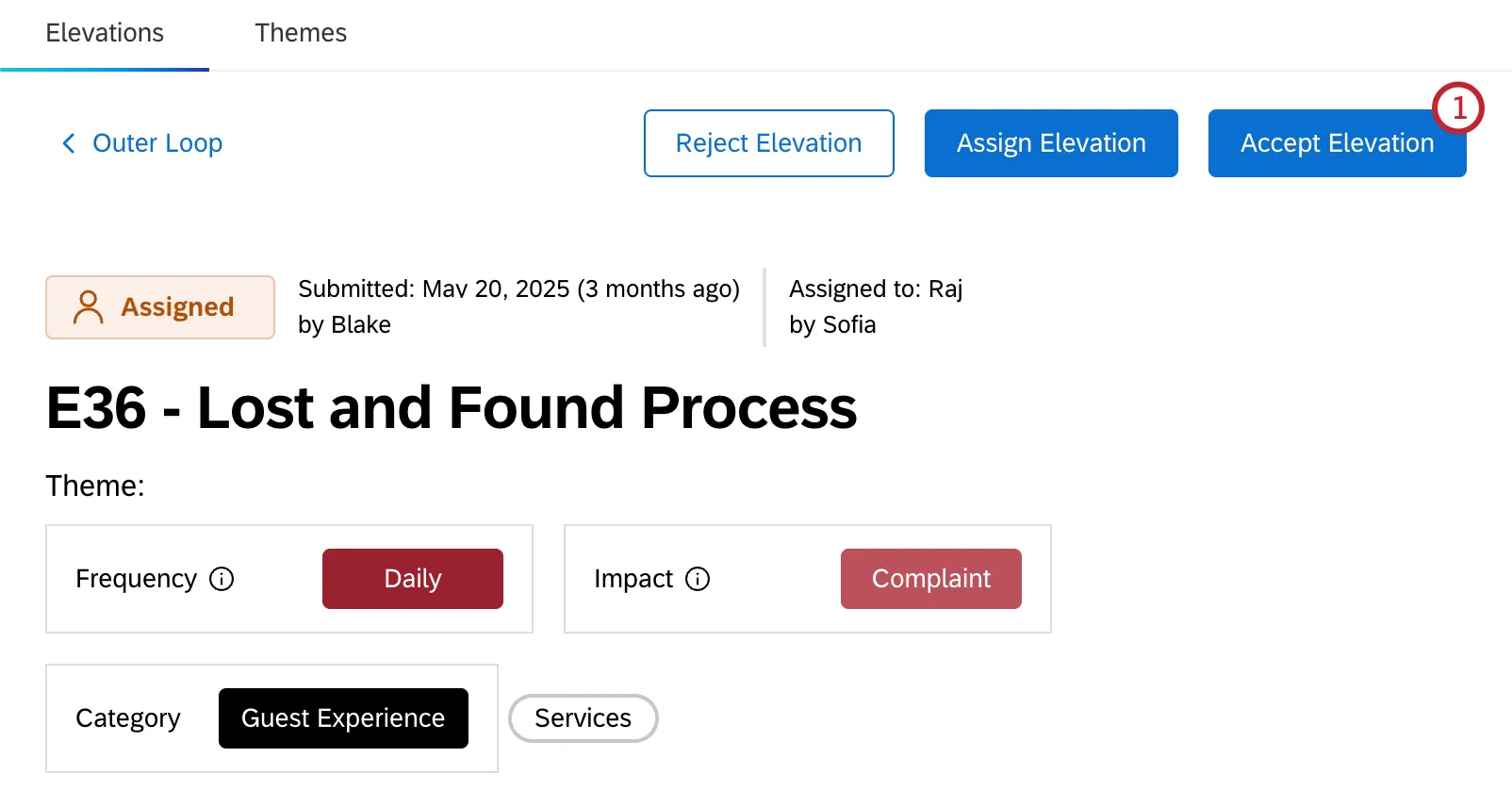 accept elevation button