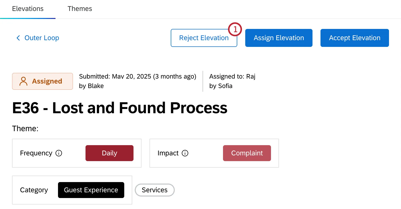 reject elevation button