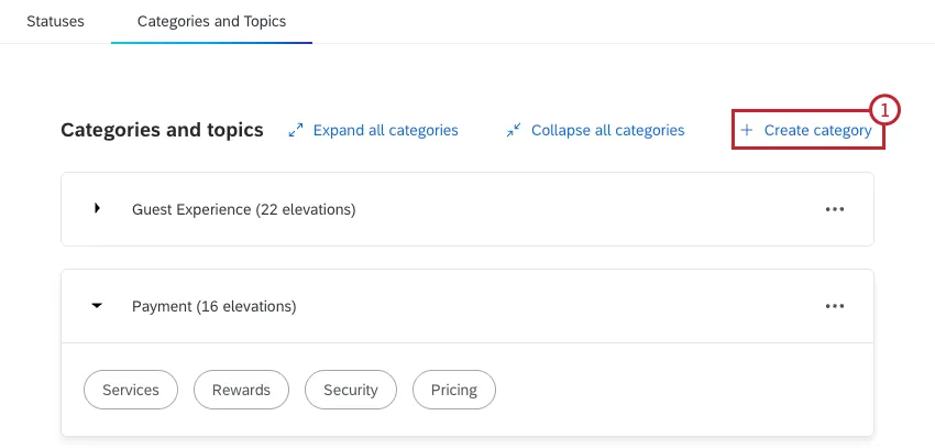 create category button highlighted