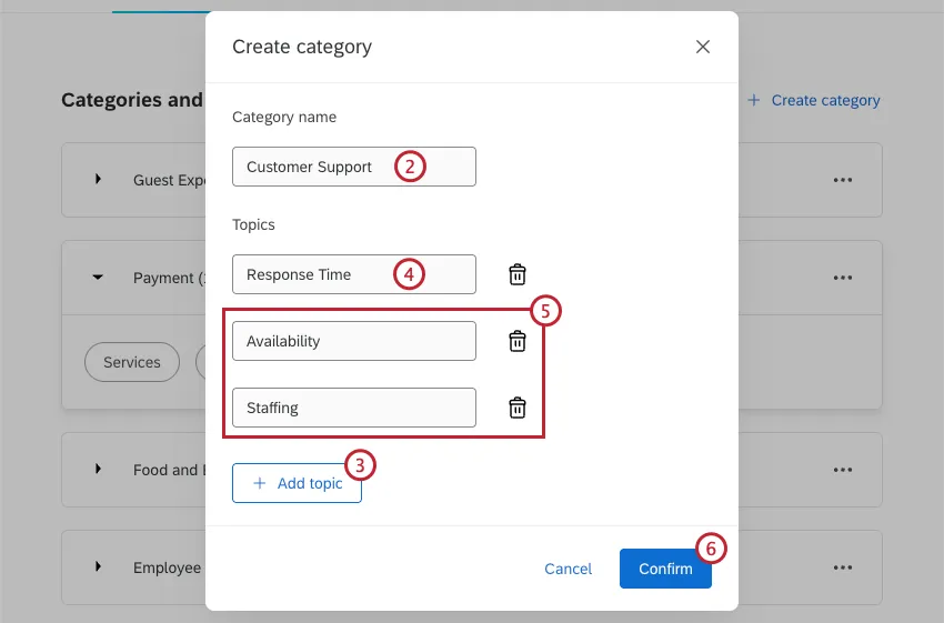 options de configuration pour la création dune nouvelle catégorie
