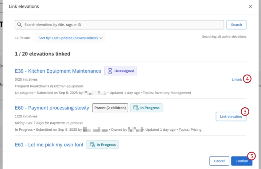 buttons to link an elevation to the theme