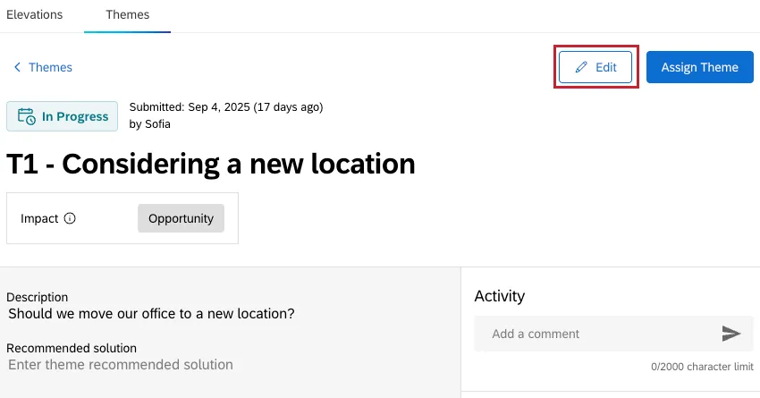 edit button within an individual theme