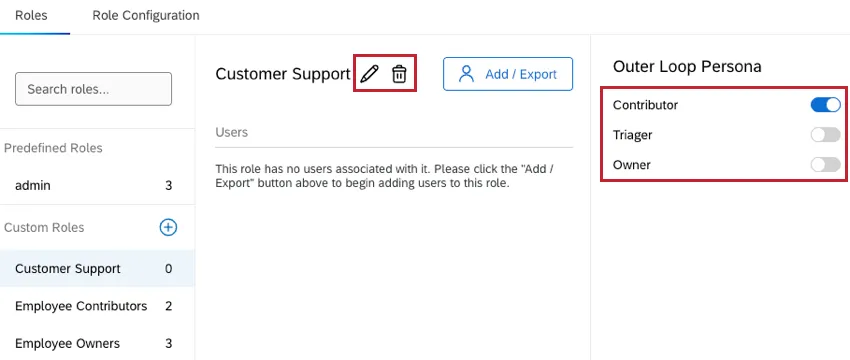icône de modification suivant un rôle