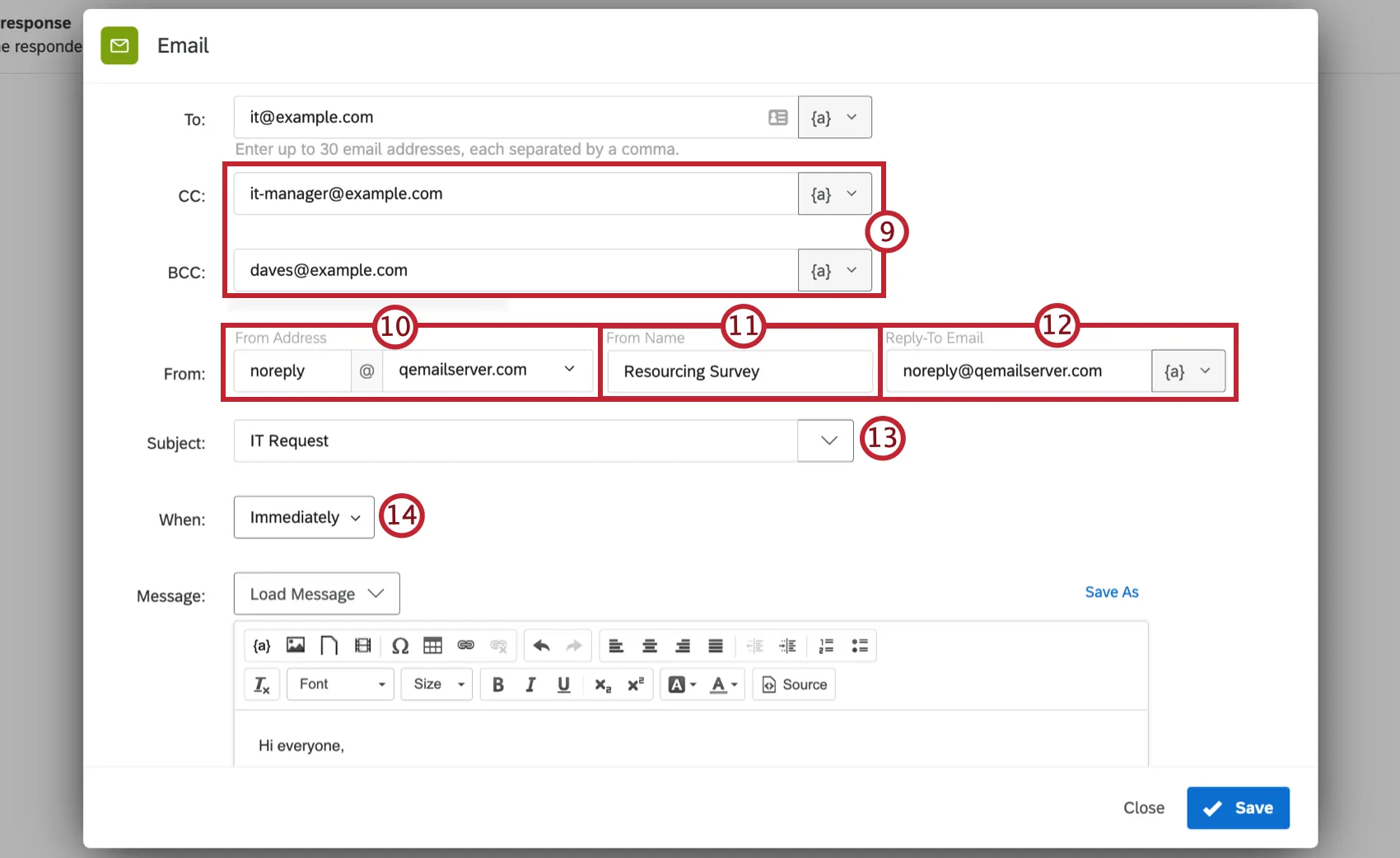 configuring an email task