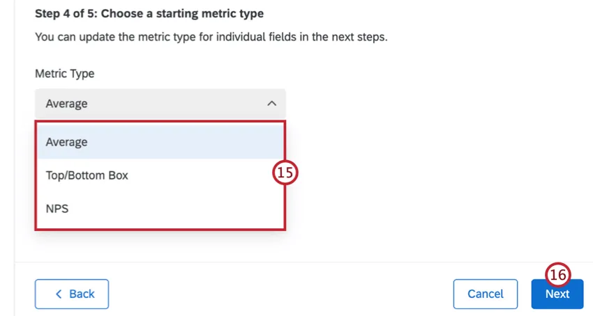 selecting a metric type