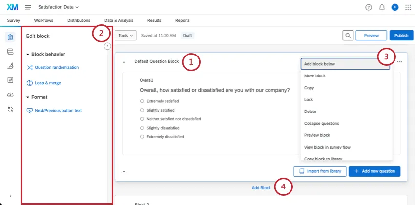 la disposition des blocs