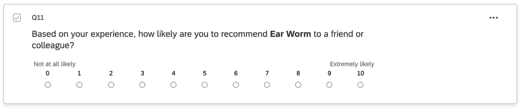 An NPS question, rating likelihood to recommend from 0 to 10