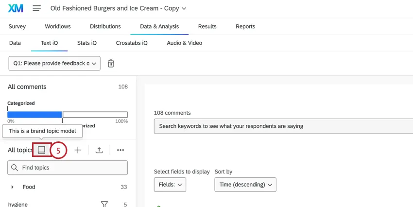 a brand topic model with the book icon next to it