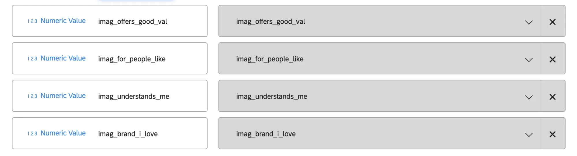 Imagery questions mapped in the dashboard