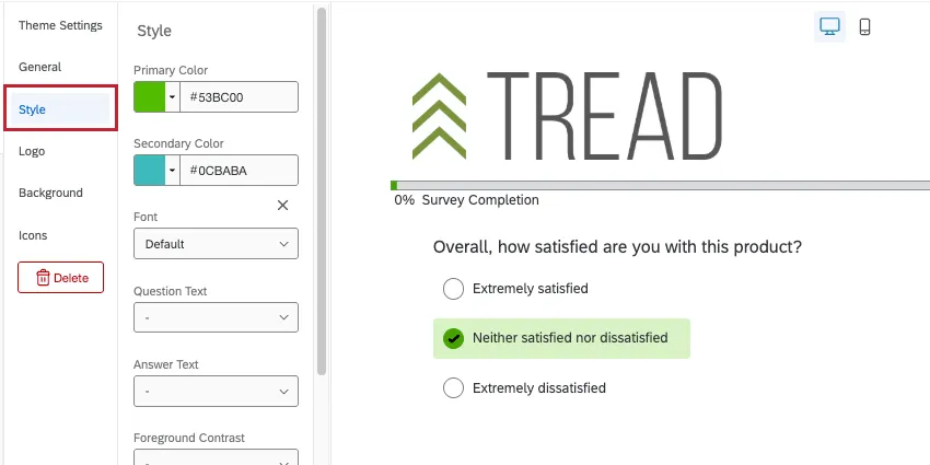 Style section of themes