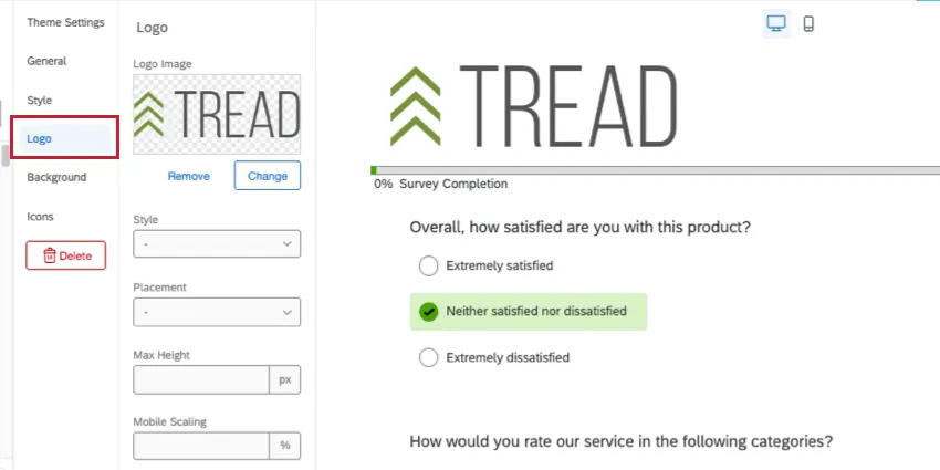 Logo section of themes