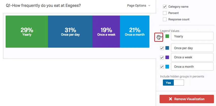 clicar e arrastar os valores da legenda para reorganizá-los
