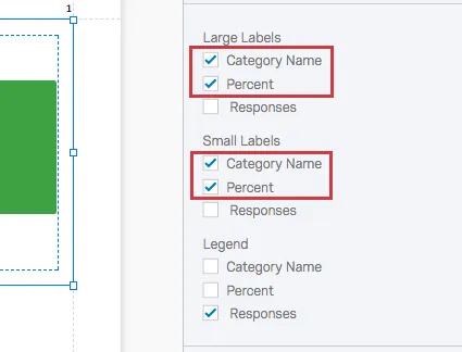 Large labels and small labels are set to the same information