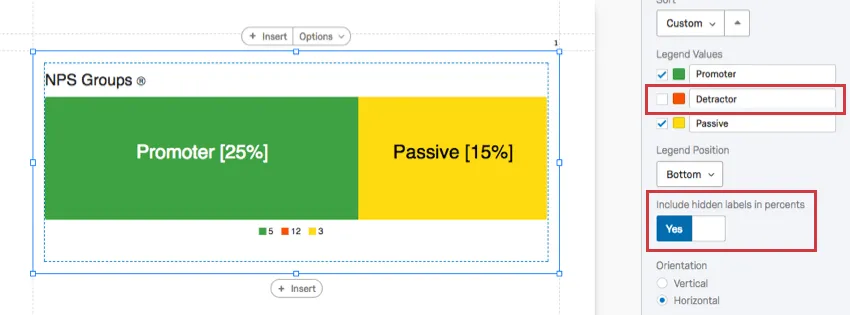the deselected value is included in the calculated percentages