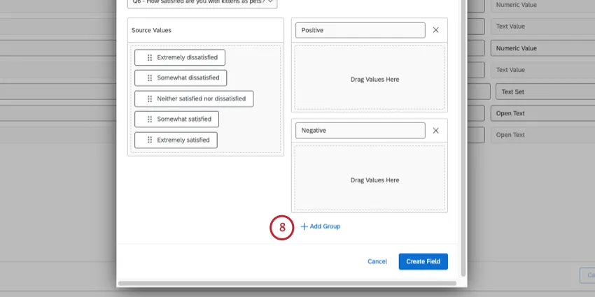 Add Group option beneath bottom-most bucket category