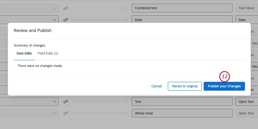 publish changes button in new window