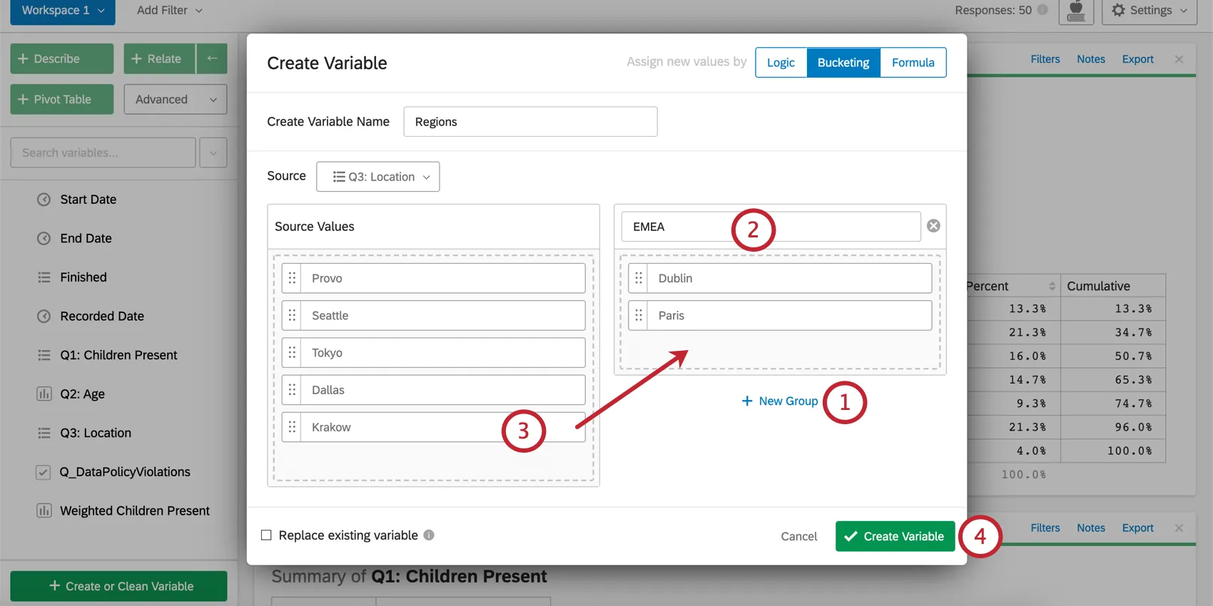 Sort source values into groups