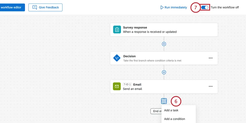 enabling the workflow with the toggle at the top of the page