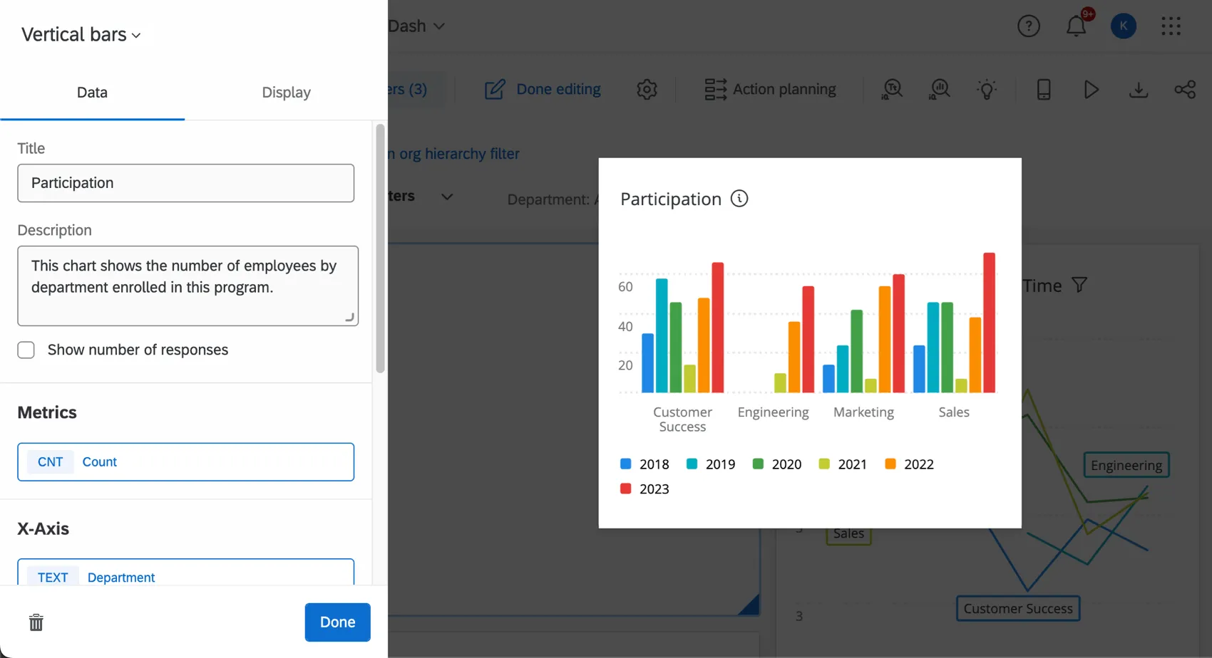 Viewing the widget editing pane