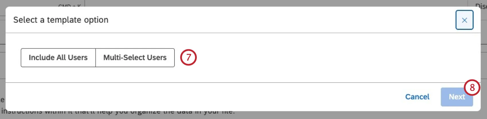 selecting a template option