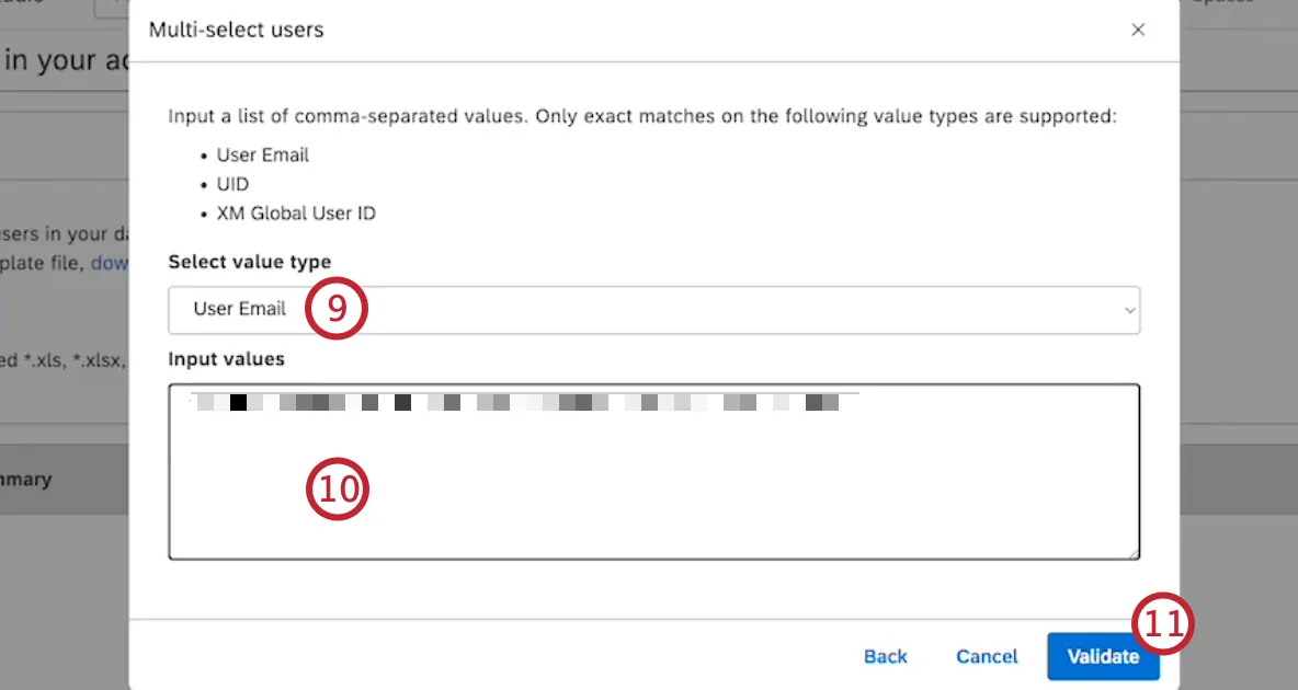 selecionar um tipo de valor e adicionar valores