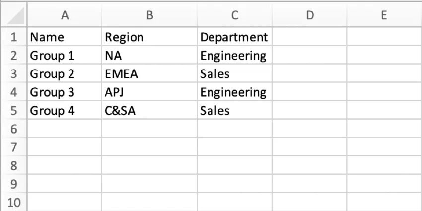 an example file with group names and two attributes