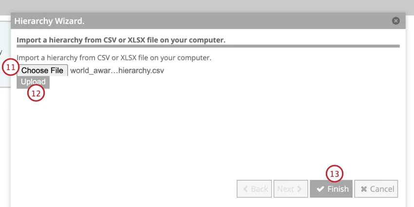 uploading the hierarchy file