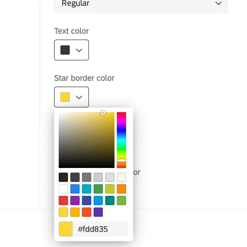 El menú desplegable Personalizar el menú diseño abre opciones de color adicionales