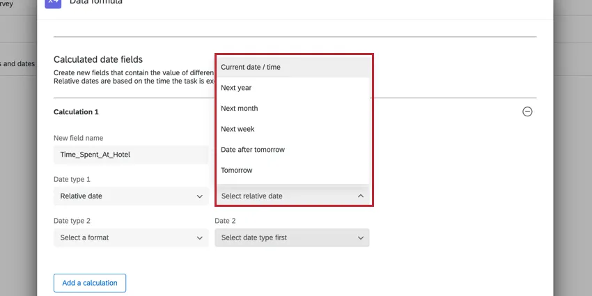 choosing a relative date