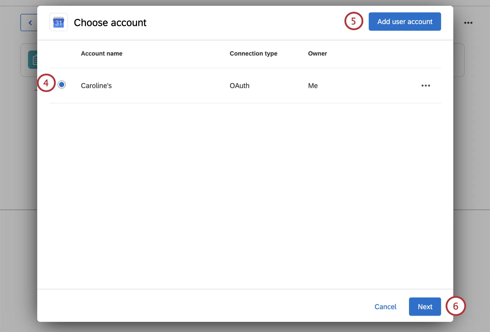 choosing a google account, or adding a new one