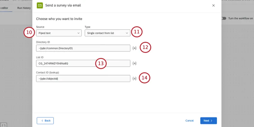 configuring recipient