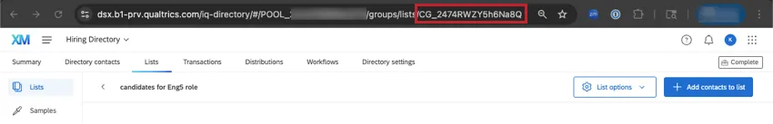 capture décran de lURL et de la page Qualtrics à ouvrir